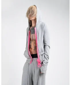 Big Zipper Hoodie Grey for Women