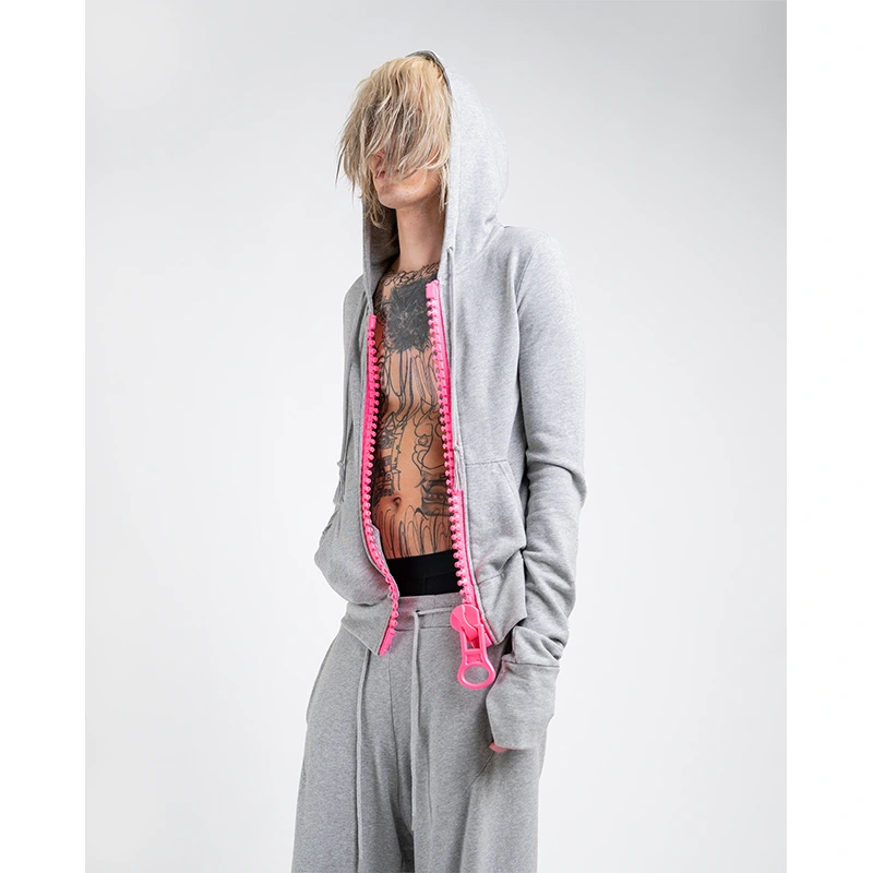 Big Zipper Hoodie Grey for Women