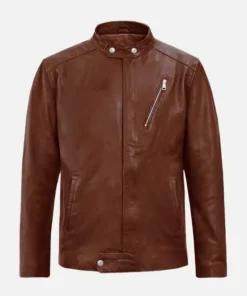 Men's Moto Tan Biker Leather Jacket