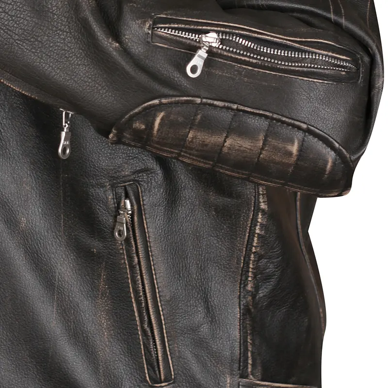 Men's Cafe Racer Padded Leather Jacket - Image 4