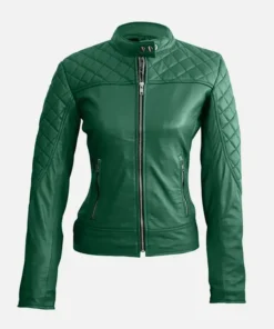Women Green Quilted Stylish Premium Leather Jacket
