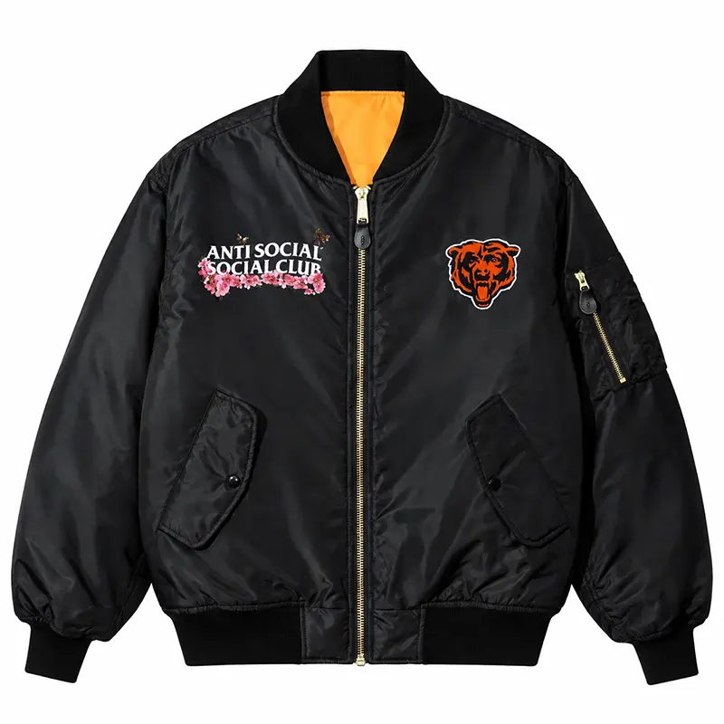 AntiSocialSocialClub Chicago Bears Blossom Black Jacket