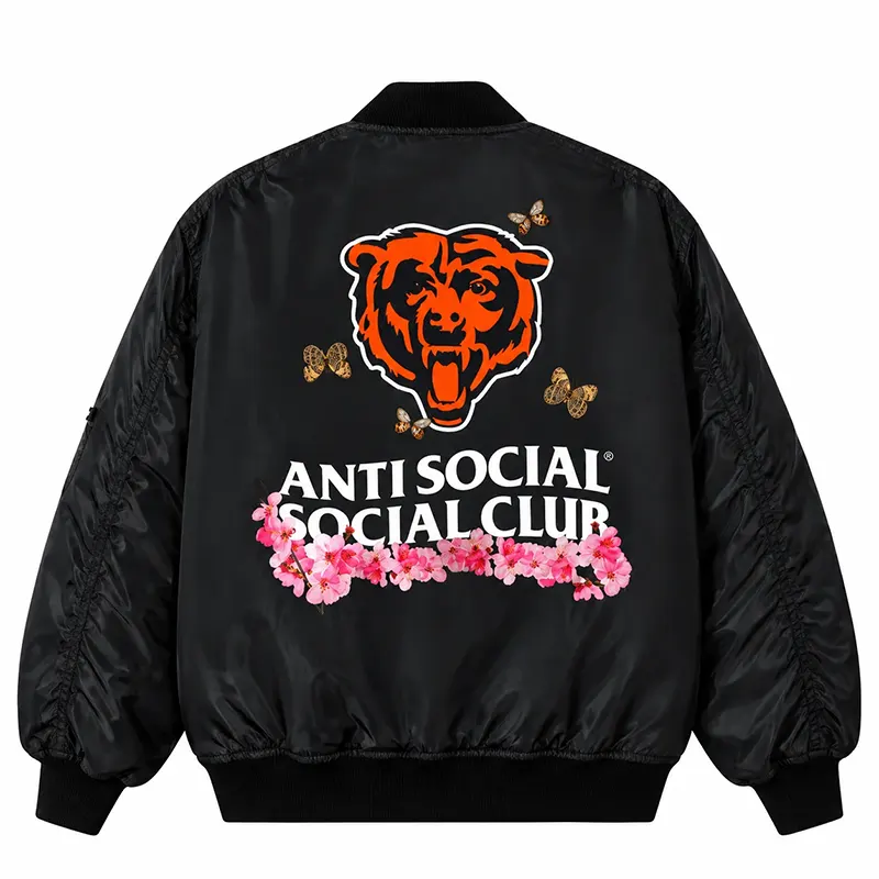AntiSocialSocialClub Chicago Bears Blossom Black Jacket - Image 2