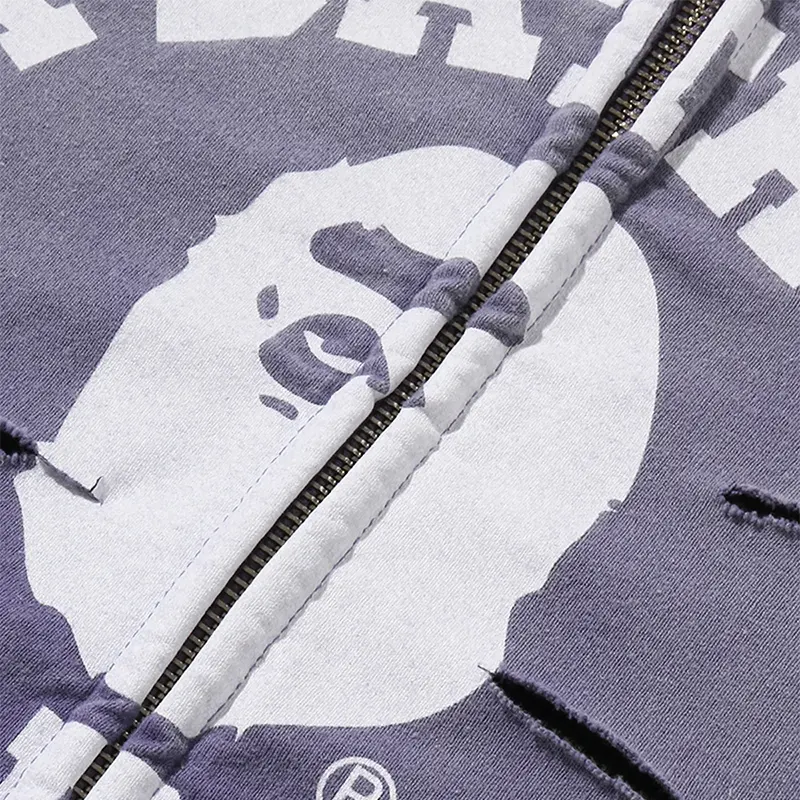 BAPE Destroy Layered Purple Relaxed Zip Hoodie - Image 3