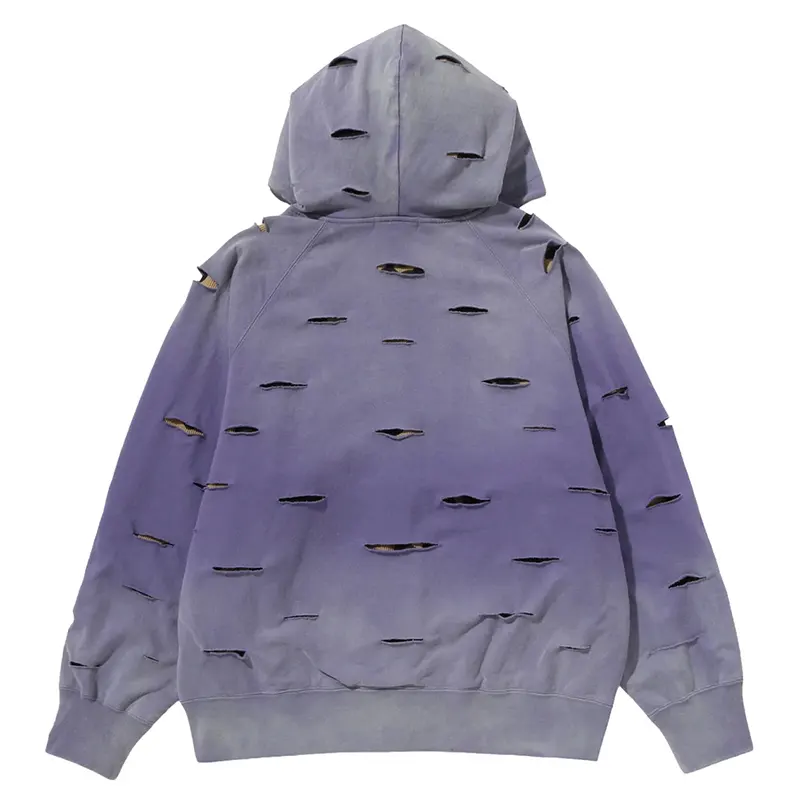 BAPE Destroy Layered Purple Relaxed Zip Hoodie - Image 2