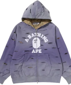 BAPE Destroy Layered Purple Relaxed Zip Hoodie