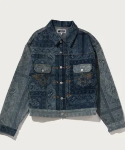 BAPE Paisley Pattern Denim Trucker Jacket