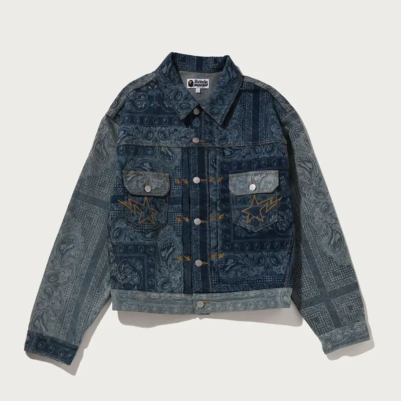 BAPE Paisley Pattern Denim Trucker Jacket