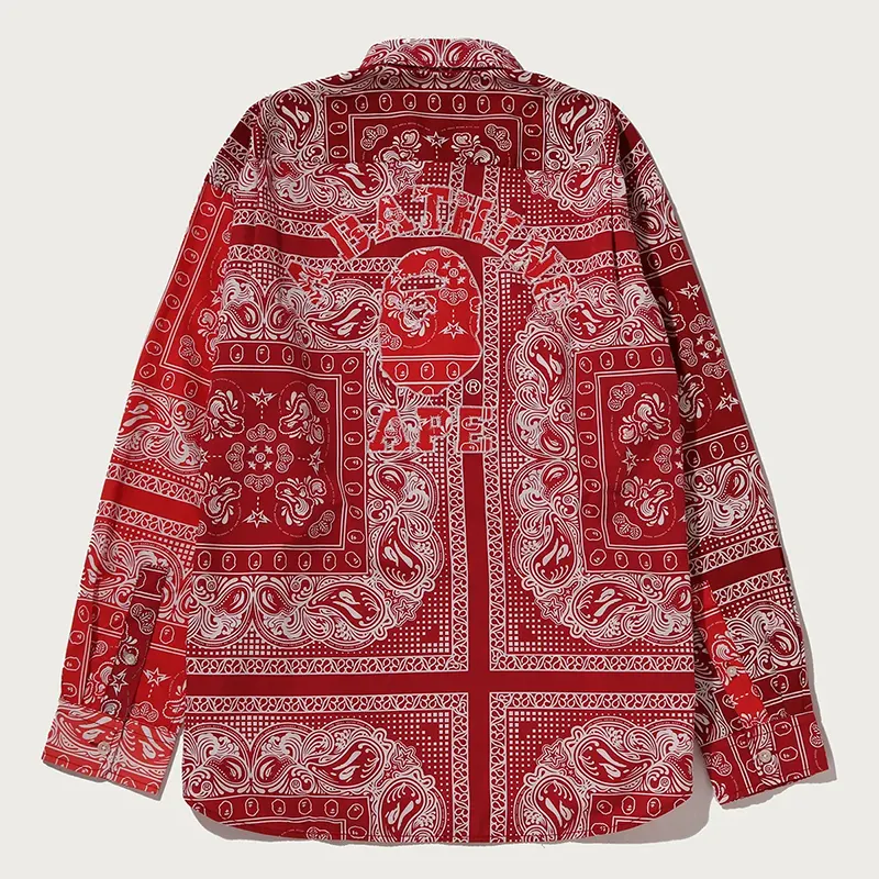 BAPE Paisley Pattern Red Long Sleeves Shirt - Image 2