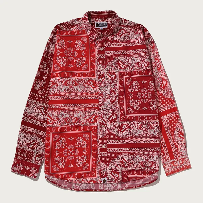 BAPE Paisley Pattern Red Long Sleeves Shirt