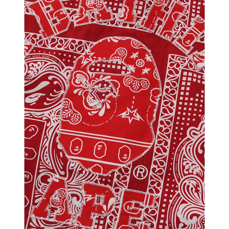 BAPE Paisley Pattern Red Long Sleeves Shirt - Image 3