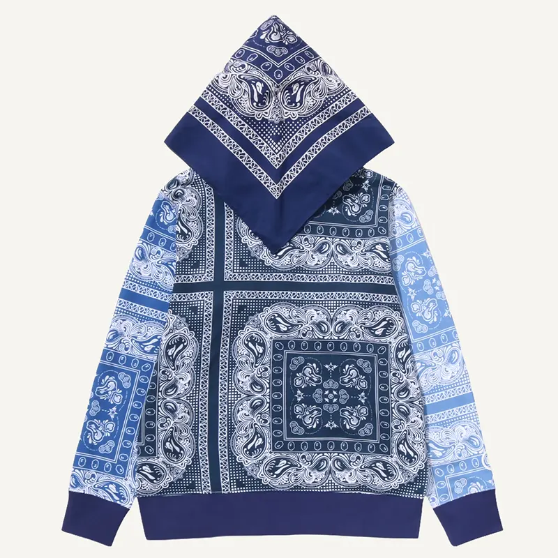 BAPE Paisley Pattern Shark Blue Full Zip Hoodie - Image 3