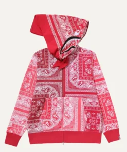 BAPE Paisley Pattern Shark Full Zip Hoodie