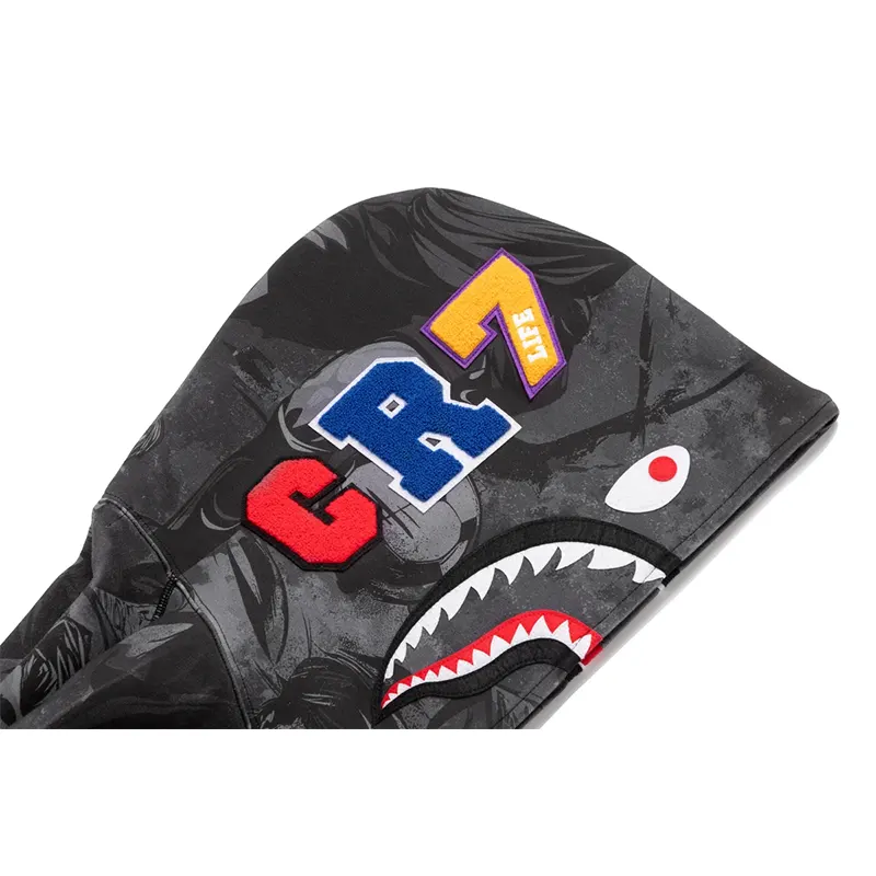 BAPE X CR7 Life All Over Print Logo Relaxed Fit Shark Hoodie - Image 5