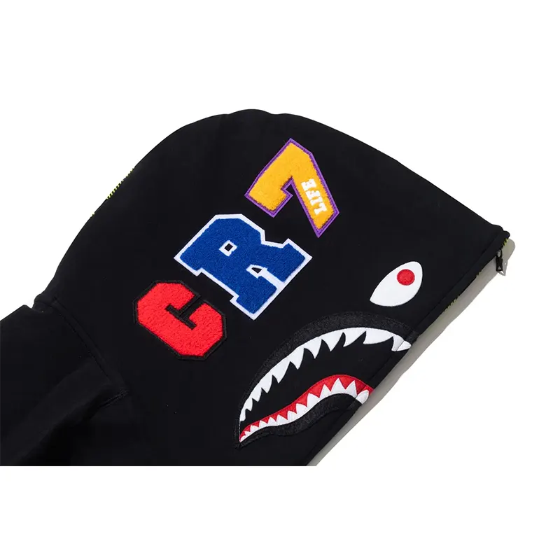 BAPE X CR7 Life Logo Relaxed Fit Shark Black Full Zip Hoodie - Image 5