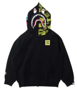 BAPE X CR7 Life Logo Relaxed Fit Shark Black Full Zip Hoodie