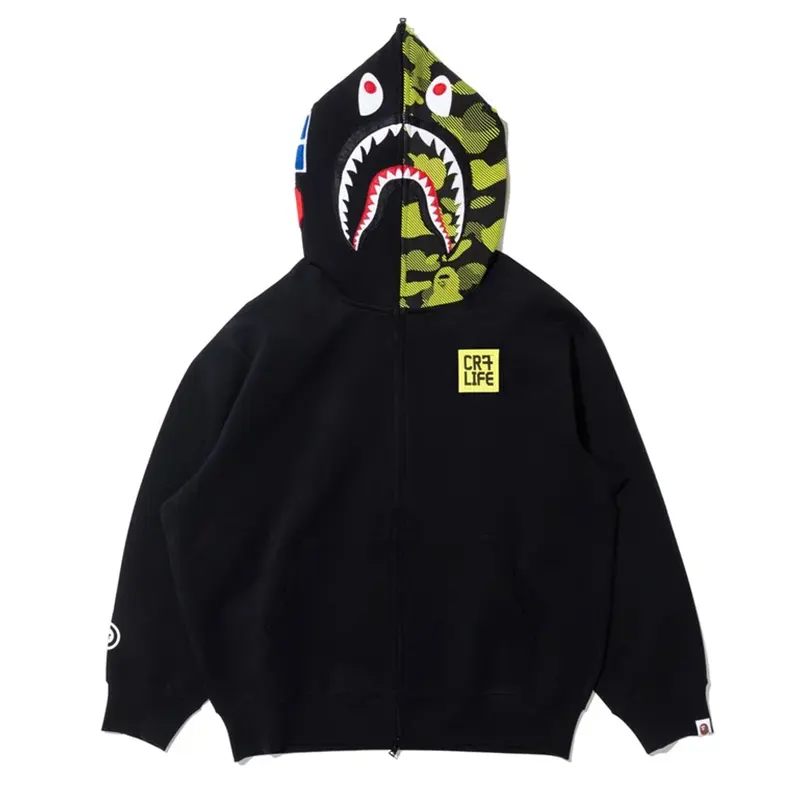 BAPE X CR7 Life Logo Relaxed Fit Shark Black Full Zip Hoodie