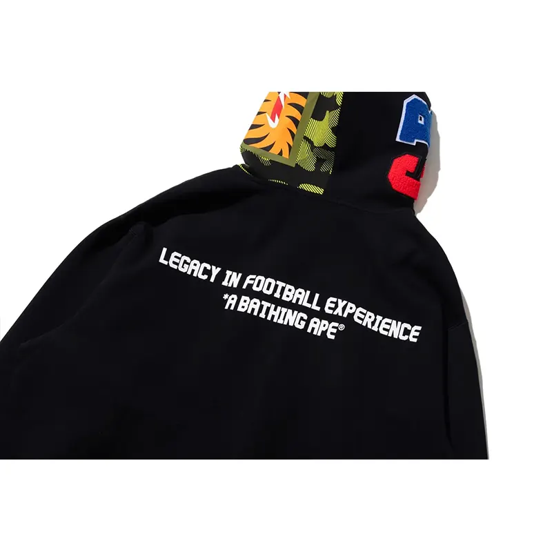 BAPE X CR7 Life Logo Relaxed Fit Shark Black Full Zip Hoodie - Image 6