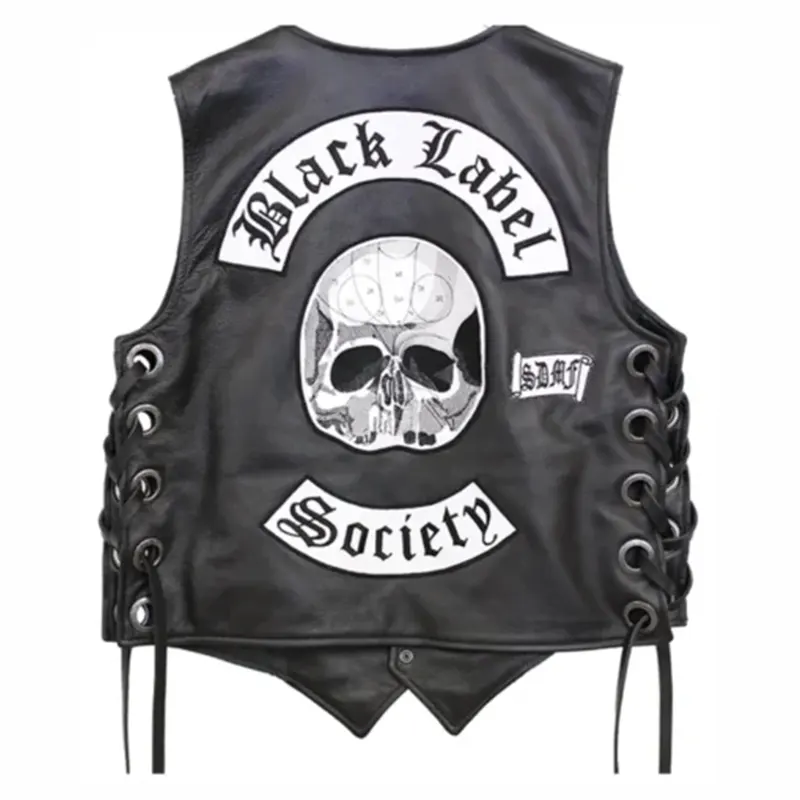 BLS Patch Biker Leather Vest - Image 2