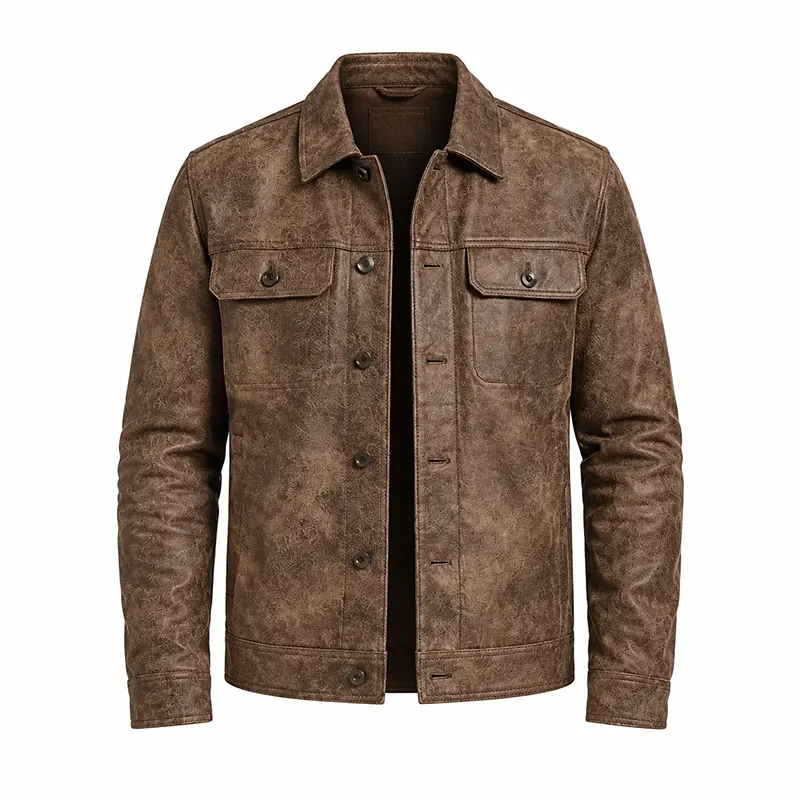 Ben Glenroy Trucker Leather Jacket