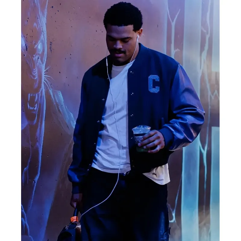 Caleb Williams Tunnel Blue Varsity Jacket - Image 2