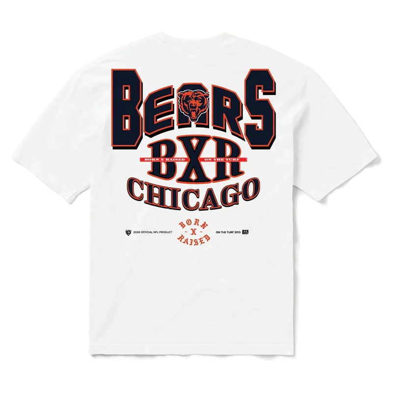 Chicago Bears Born x Raised Unisex Block Letter T-Shirt - Image 3