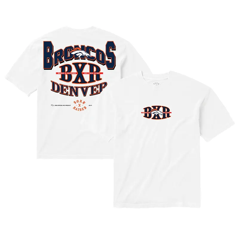 Denver Broncos Born x Raised Unisex Block Letter T-Shirt