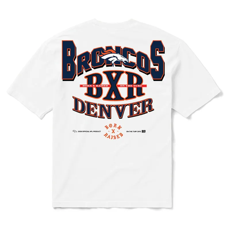 Denver Broncos Born x Raised Unisex Block Letter T-Shirt - Image 3