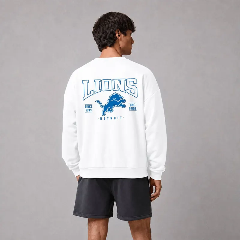Detroit Lions Levelwear Luxe Zone White Sweatshirt - Image 4