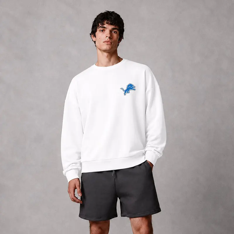 Detroit Lions Levelwear Luxe Zone White Sweatshirt - Image 3