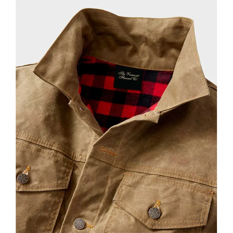 Field Tan ’91 Flannel Lined Waxed Canvas Tan Brown Jacket - Image 2
