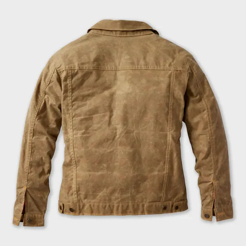 Field Tan ’91 Flannel Lined Waxed Canvas Tan Brown Jacket - Image 5