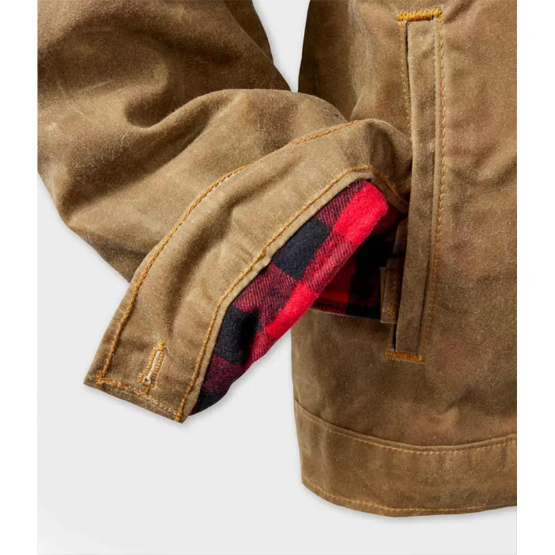 Field Tan ’91 Flannel Lined Waxed Canvas Tan Brown Jacket - Image 3