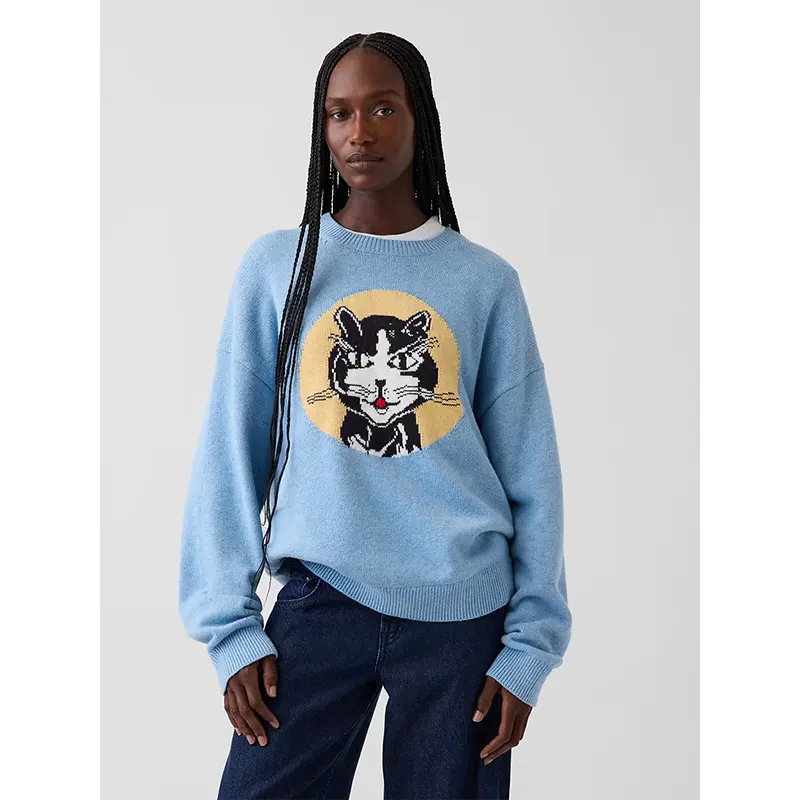 Gap x Lichtenstein Whitney Laughing Cat Sweater - Image 5