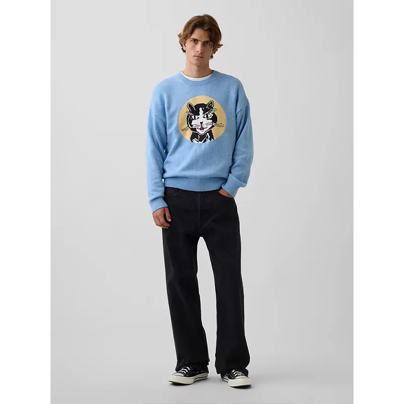 Gap x Lichtenstein Whitney Laughing Cat Sweater - Image 4