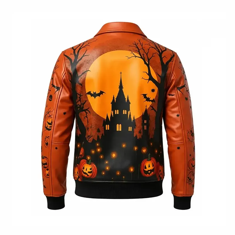 Halloween Haunted Castle Leather Jacket - Image 2