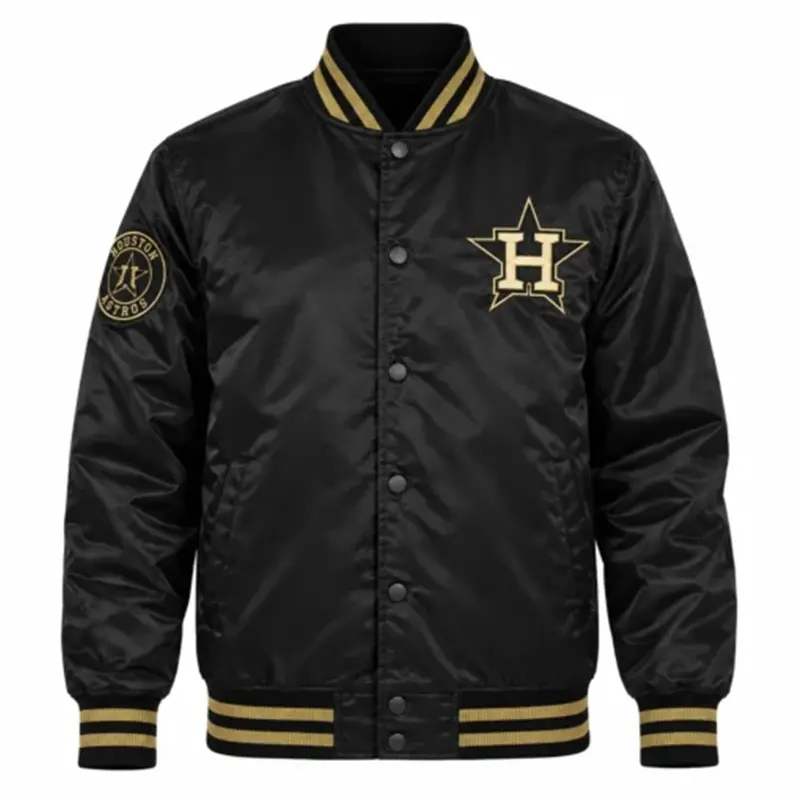 Houston Astros Black and Gold Varsity Jacket - Image 3