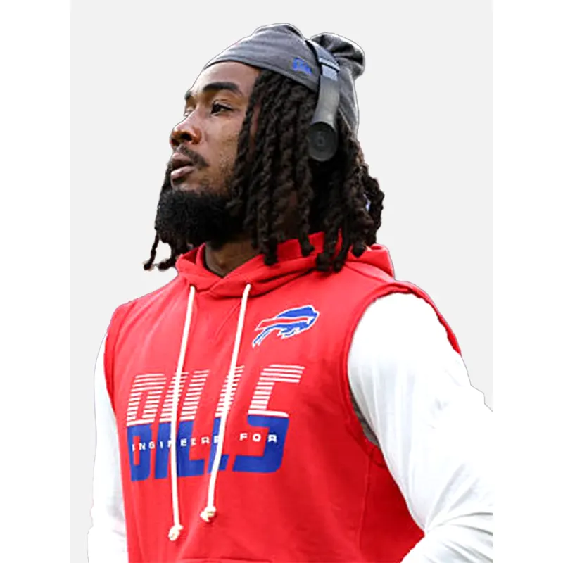 James Cook 2026 Buffalo Bills Sideline Sleeveless Hoodie
