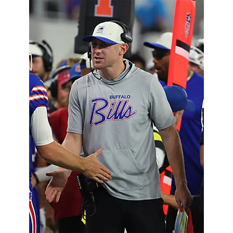 Joe Brady Preseason 2026 Bills Short Sleeve Hooded T-Shirt - Image 2