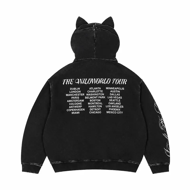 Katseye Yoonchae Cat Ear Black Hoodie - Image 2