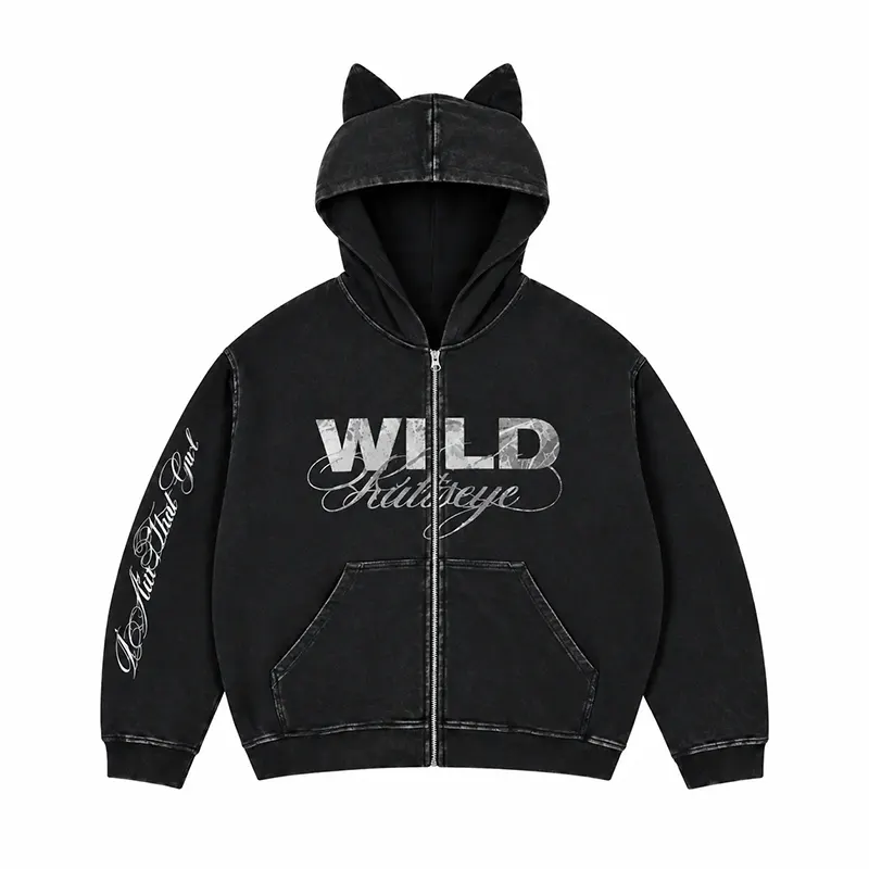 Katseye Yoonchae Cat Ear Black Hoodie