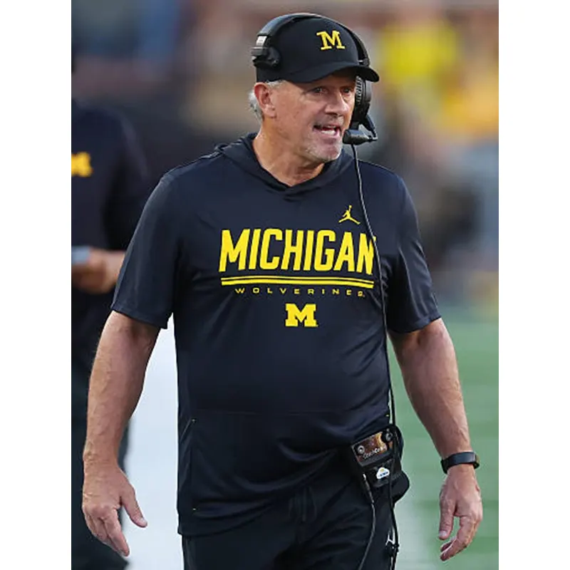 Kyle Whittingham 2026 Michigan Wolverines Black Hooded T-Shirt - Image 2