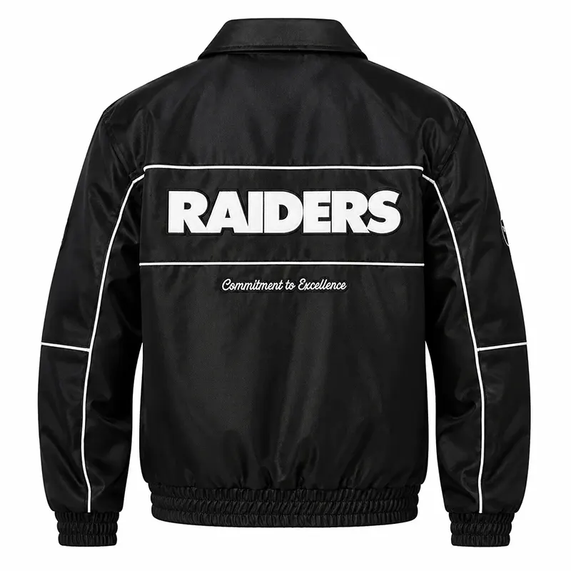 Las Vegas Raiders Black Leather Jacket - Image 2