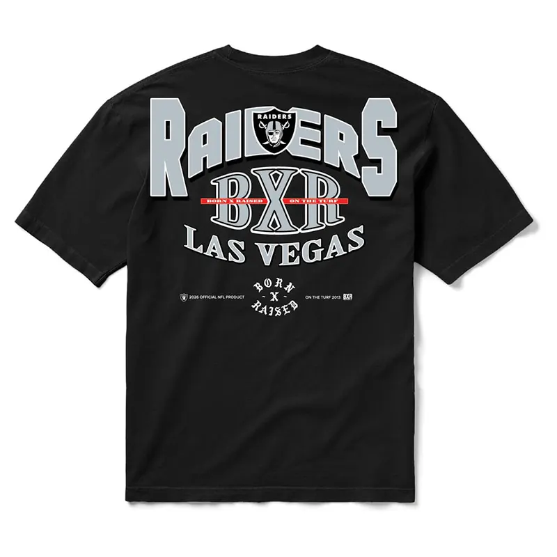 Las Vegas Raiders Born x Raised Unisex Block Letter T-Shirt - Image 3