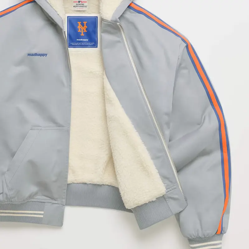 MLB New York Mets Madhappy Gray Full-Zip Hoodie - Image 4