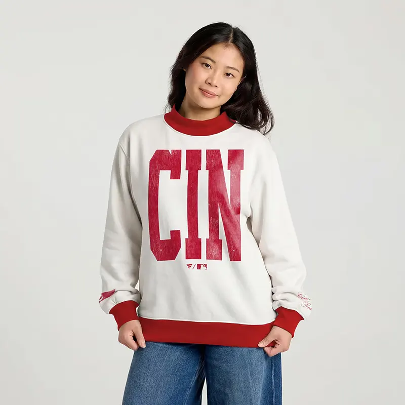 MLB Cincinnati Reds City Abbreviation Funnel Neck Sweatshirt - Image 3