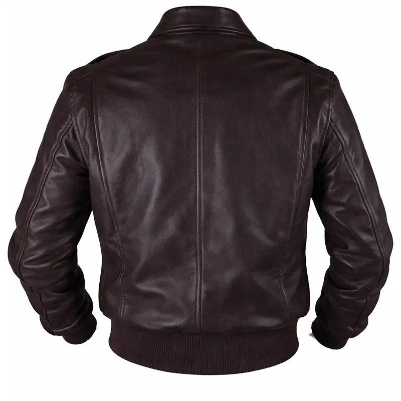 Mens Air Force A-2 RAAF Flight Dark Brown Leather Jacket - Image 2