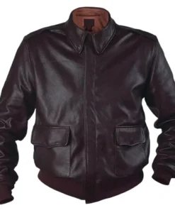 Mens Air Force A-2 RAAF Flight Dark Brown Leather Jacket