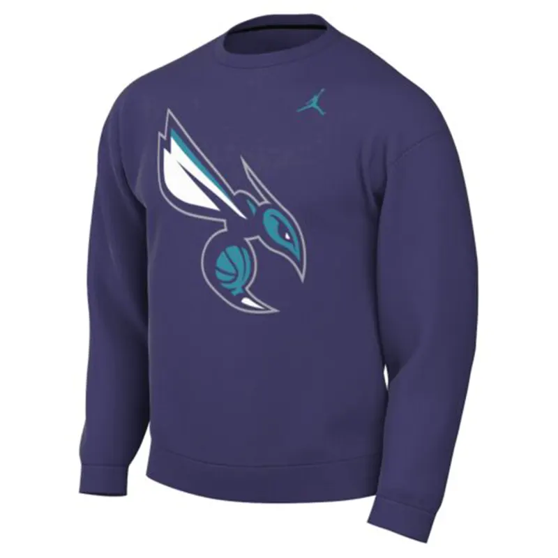 Men's Charlotte Hornets Jordan Brand Purple Statement Edition Sweatshirt - Image 2