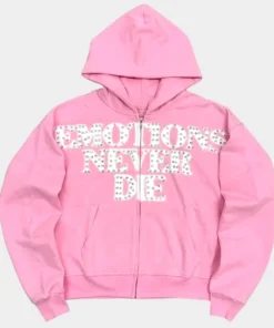 Mixed Emotion End Rhinestone Pink Hoodie